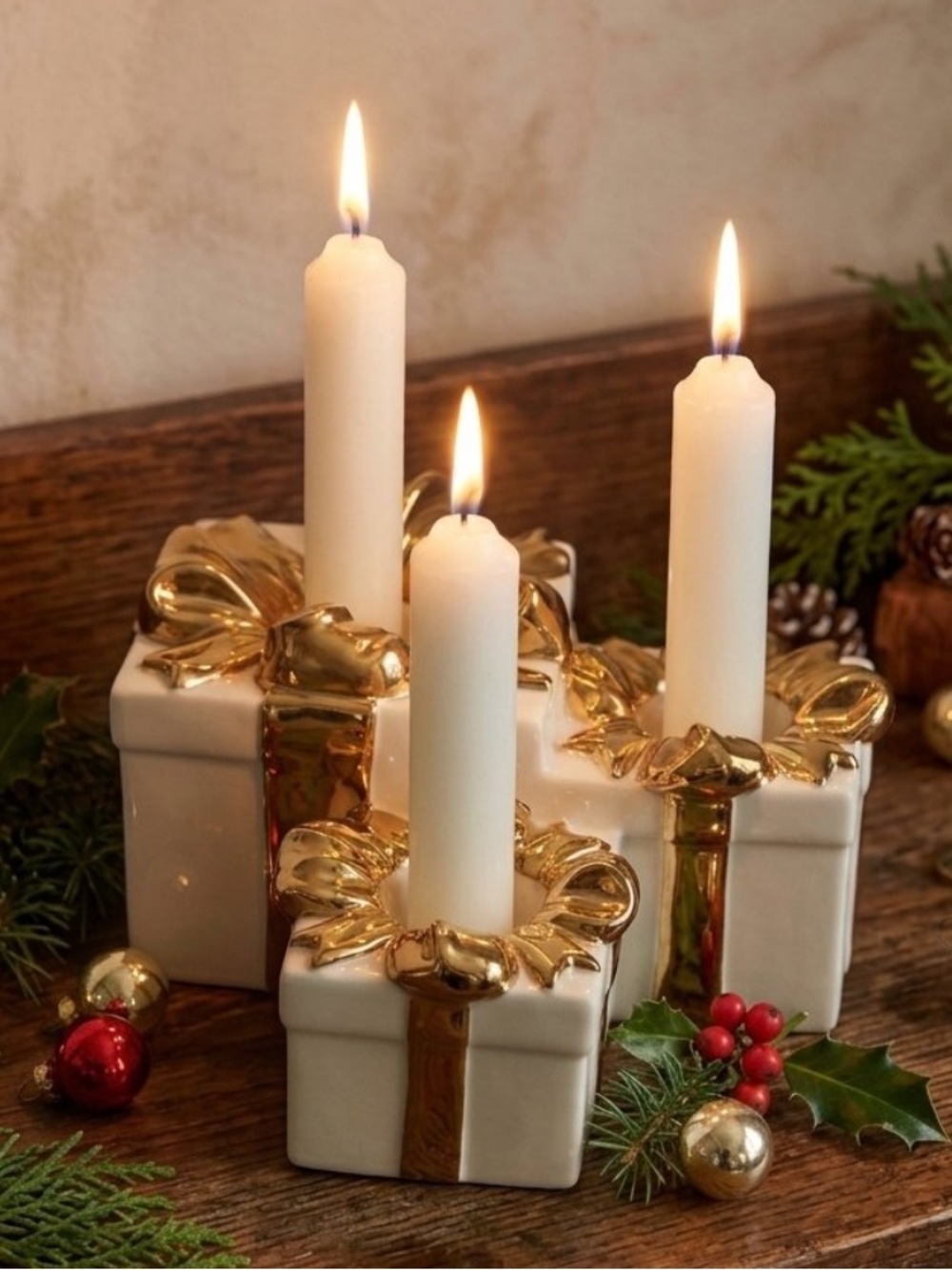Mikasa Holiday Elegance Triple Gold Candleholder